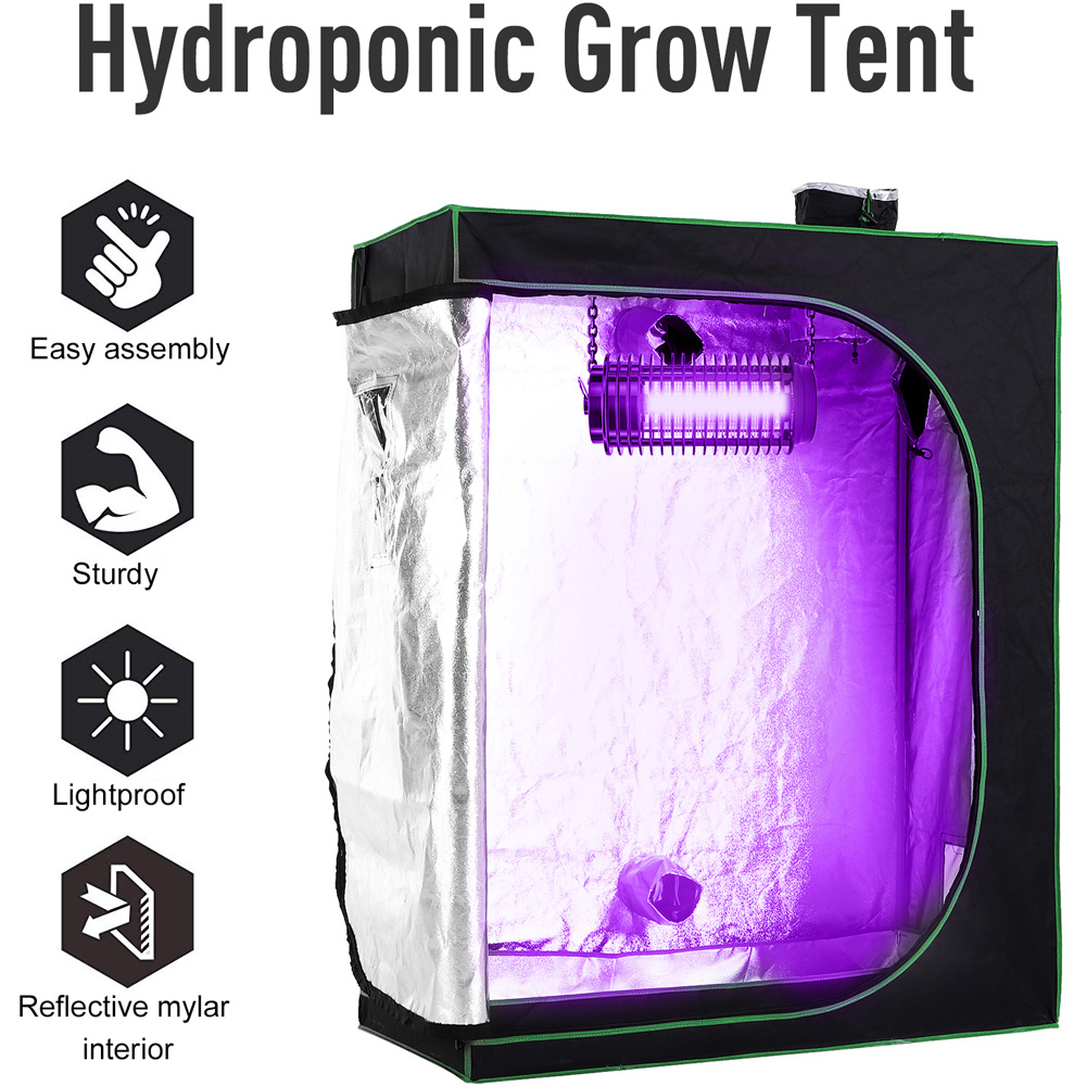 Outsunny Black and Green Oxford Fabric 3.9 x 1.9ft Hydroponic Grow Tent Kit Image 4
