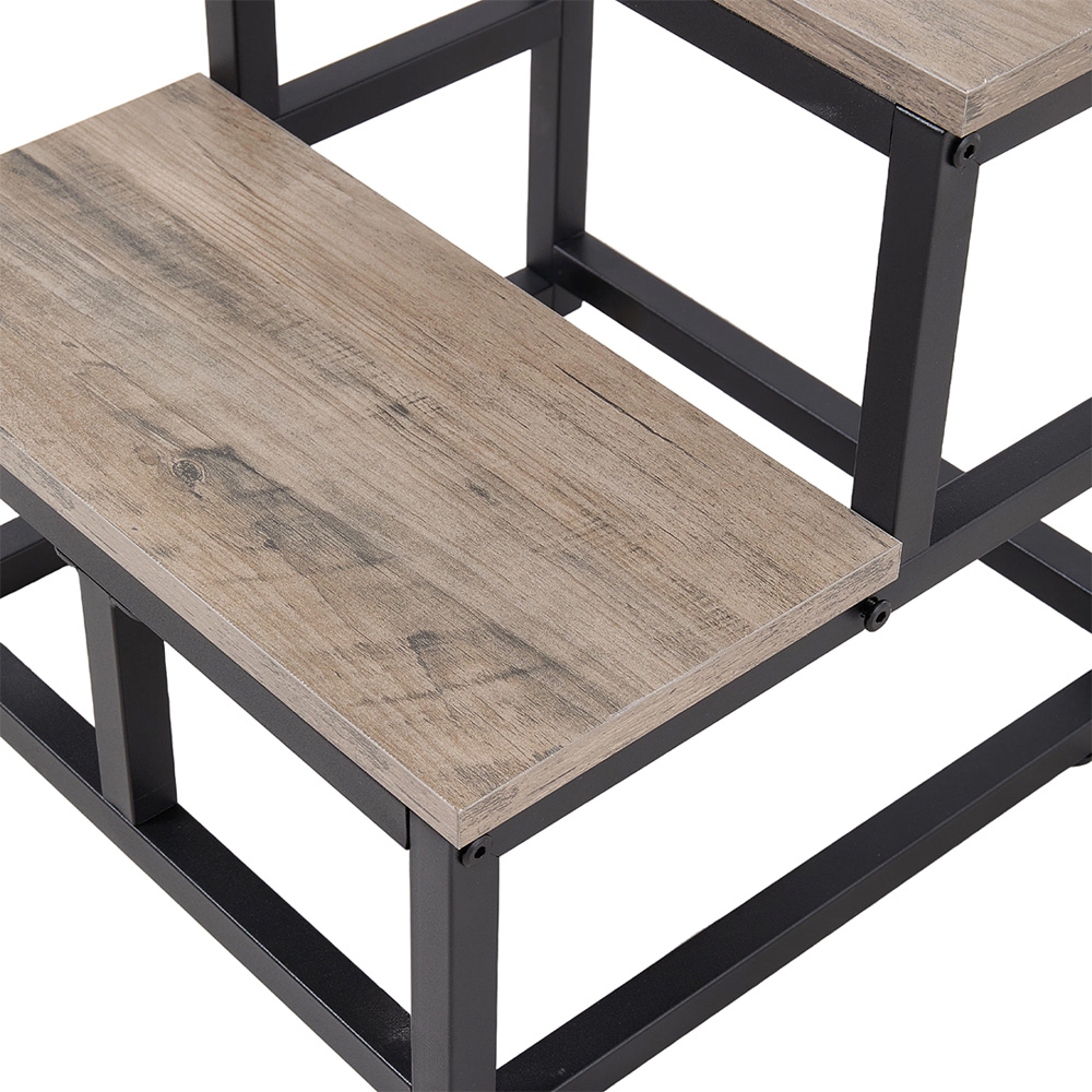 Living and Home Grey and Black Rustic Wood Grain 2 Step Stool Image 6