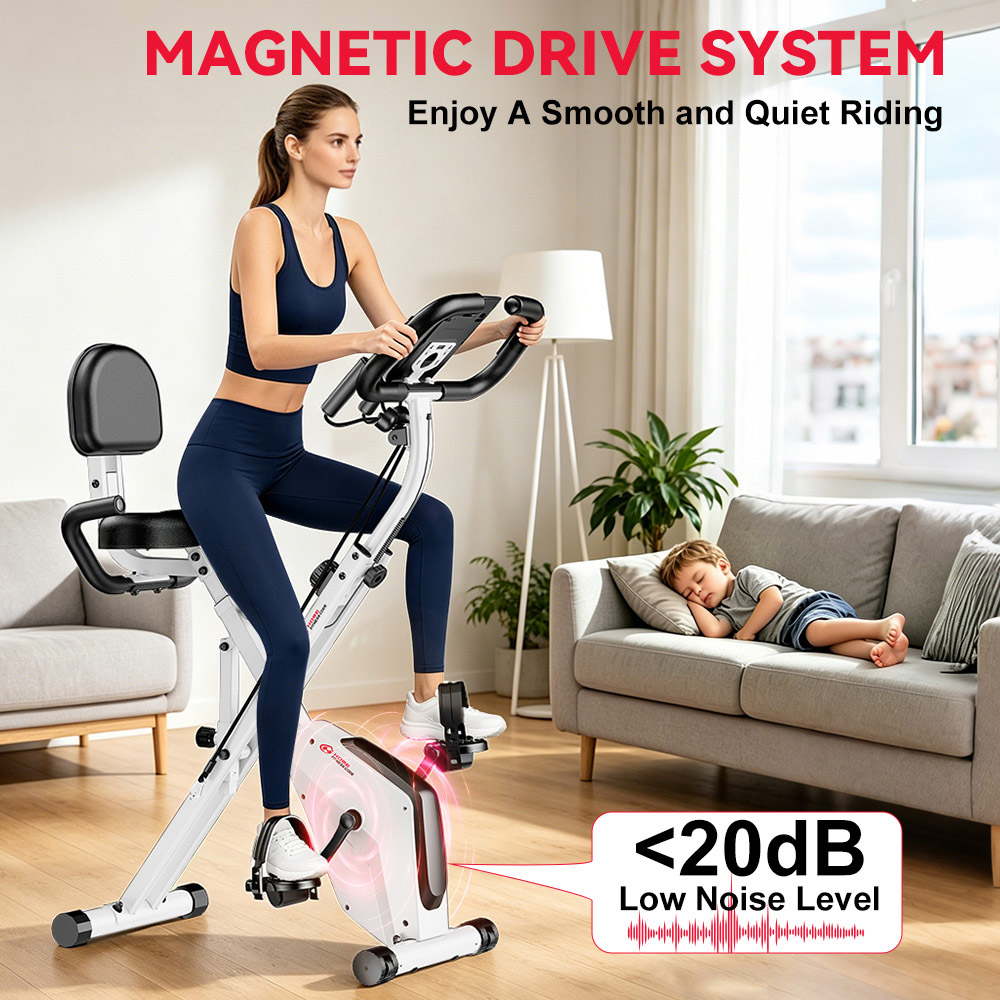 Rattrix White Magnetic Resistance Foldable Exercise Bike Image 5