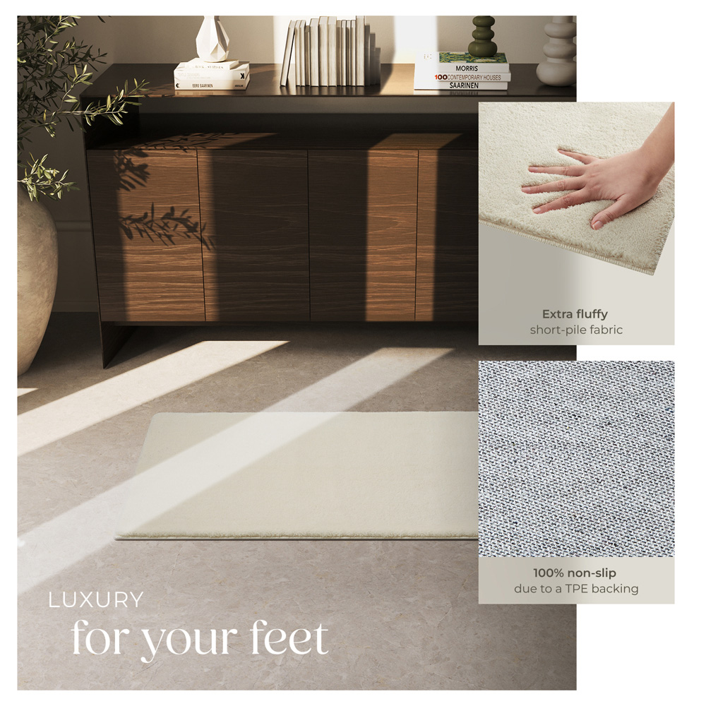 tectake Zonelle Beige Short Pile Ultra Soft Rug 110 x 60cm Image 4
