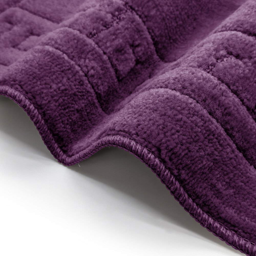 Velosso Greek Key Aubergine and Mauve Bath Mat Set Image 4