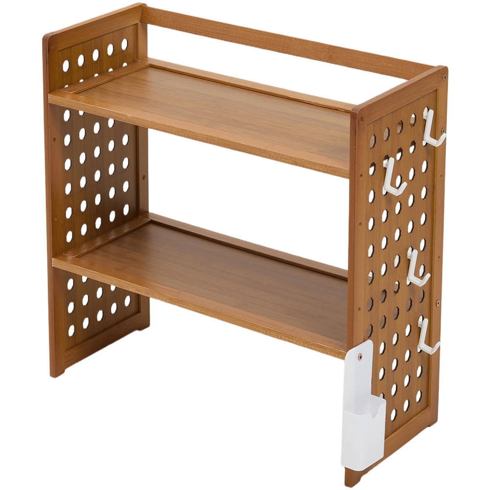 Living and Home 2 Shelf Natural Bamboo Desktop Storage Rack Image 2