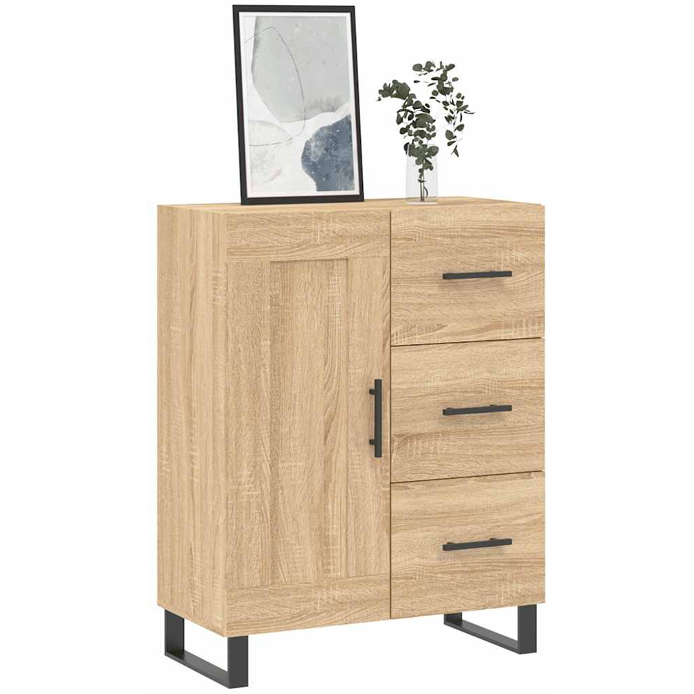vidaXL Single Door 3 Drawer Sonoma Oak Sideboard Image 3