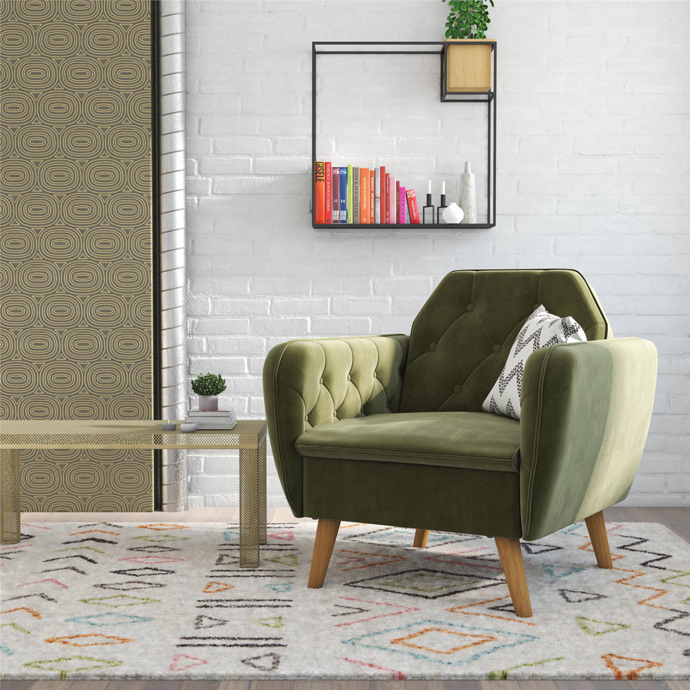 Novogratz Green Velvet Teresa Memory Foam Accent Chair Image 6