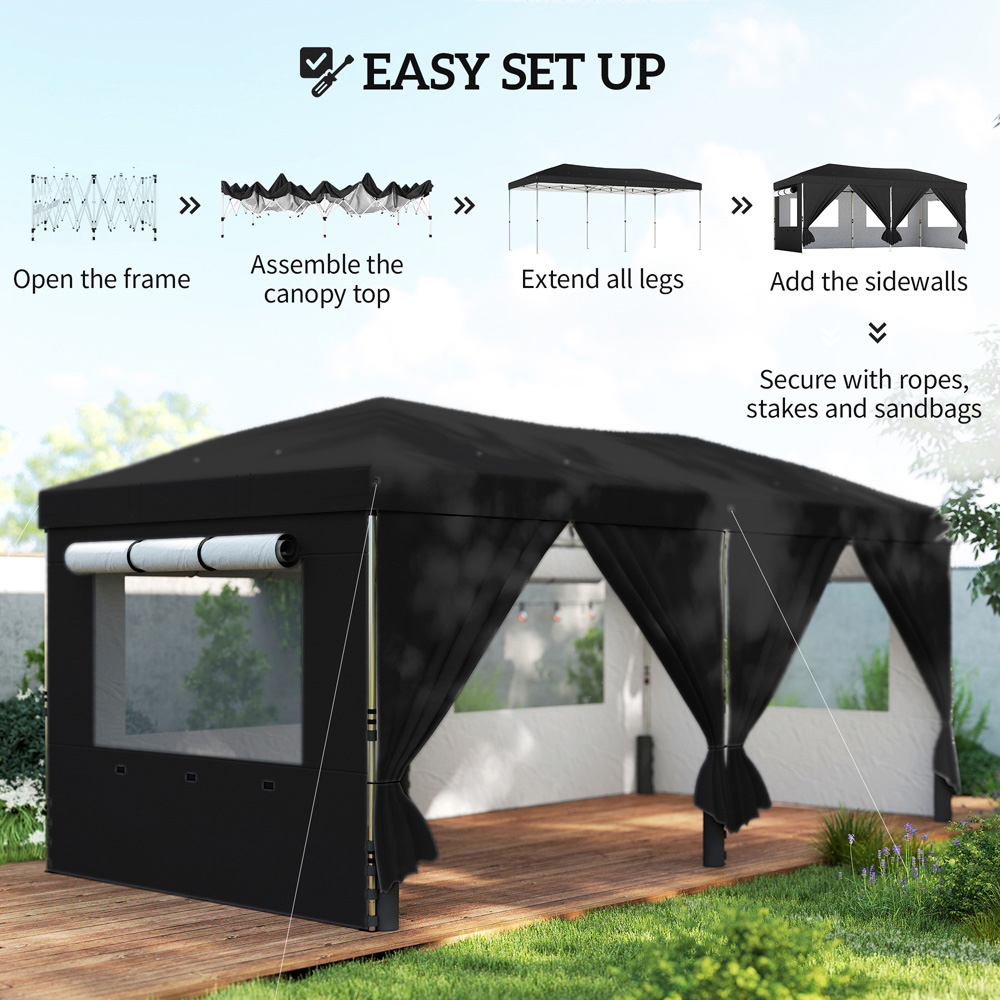 Outsunny 3 x 6m Black Pop Up Gazebo Image 7