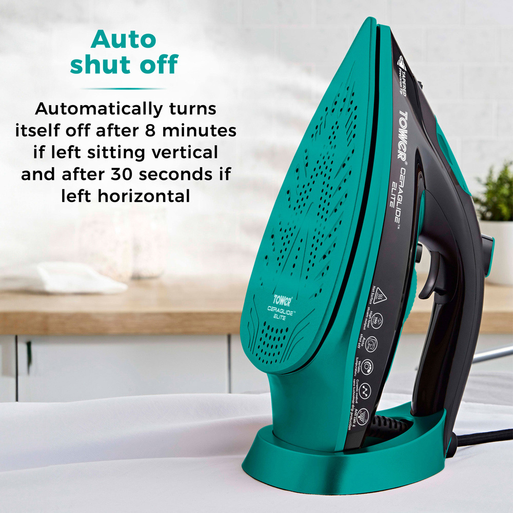 Tower Ceraglide Black and Teal Steam Iron 3100W Image 7