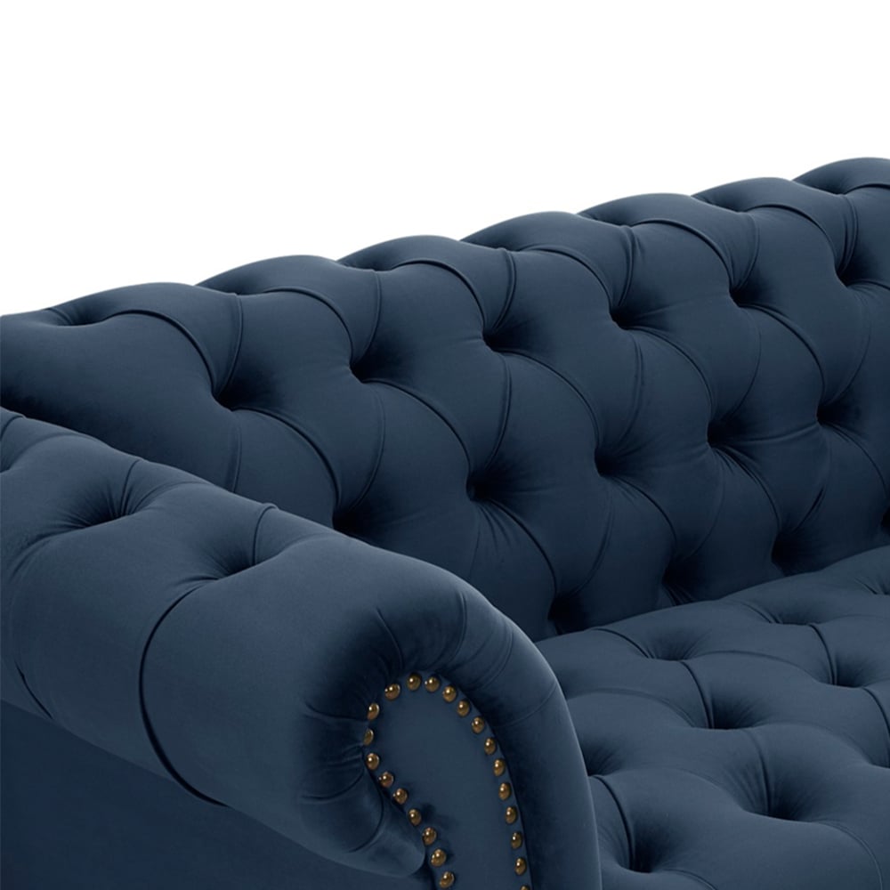 Home Detail Mayfair Midnight Blue Velvet Curved Sofa Chair Image 6