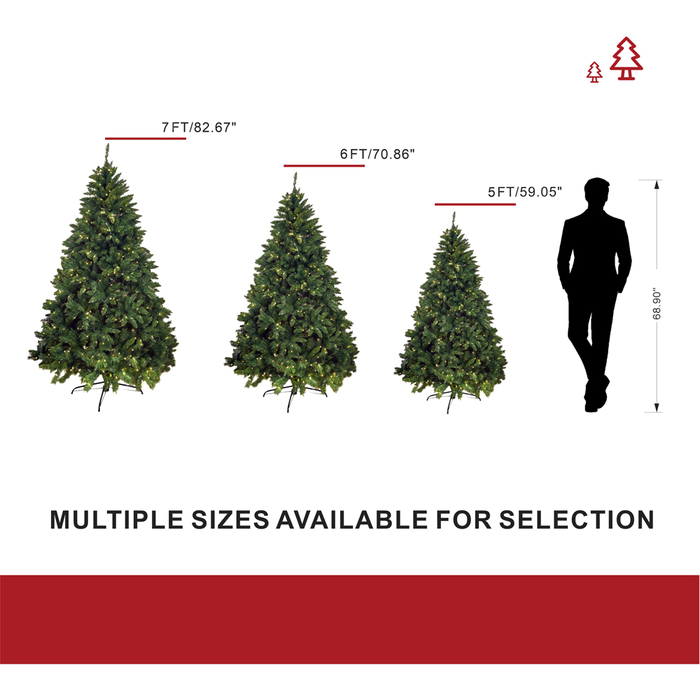 Abrihome Pre Lit Artificial Christmas Tree with Hinged Branches 7ft Image 8