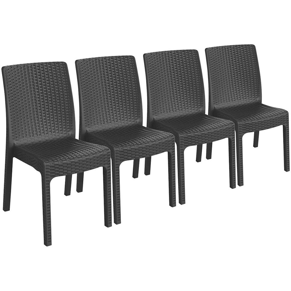 Harbour Housewares Nilufer Set of 4 Anthracite Rattan Effect Garden Dining Chair Image 2