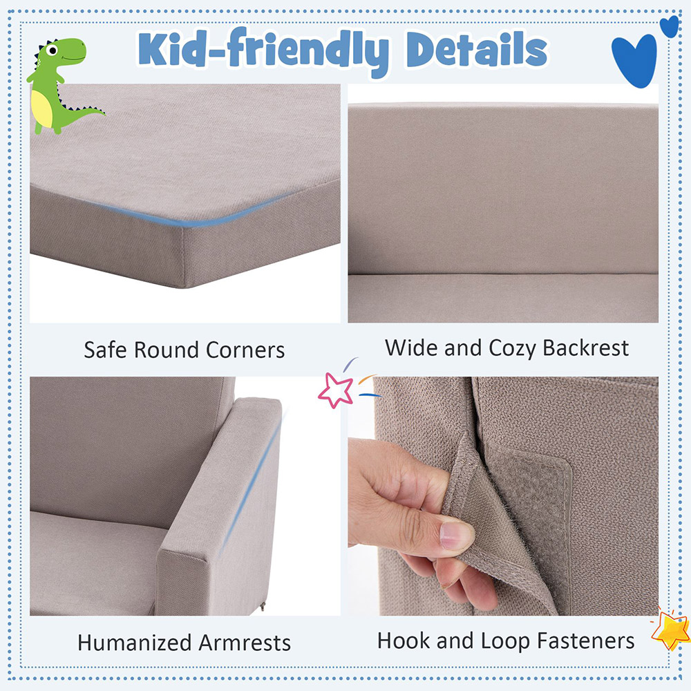 Costway Toddler Grey Sofa Bed Image 7