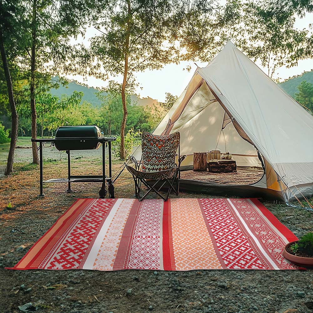 Green Decore Prime Red and Orange Camping and Picnic Rug 180 x 270cm Image 2