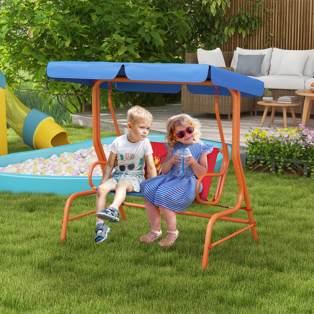Outsunny Kids Cowboy Steel Swing Chair 39cm Image 2