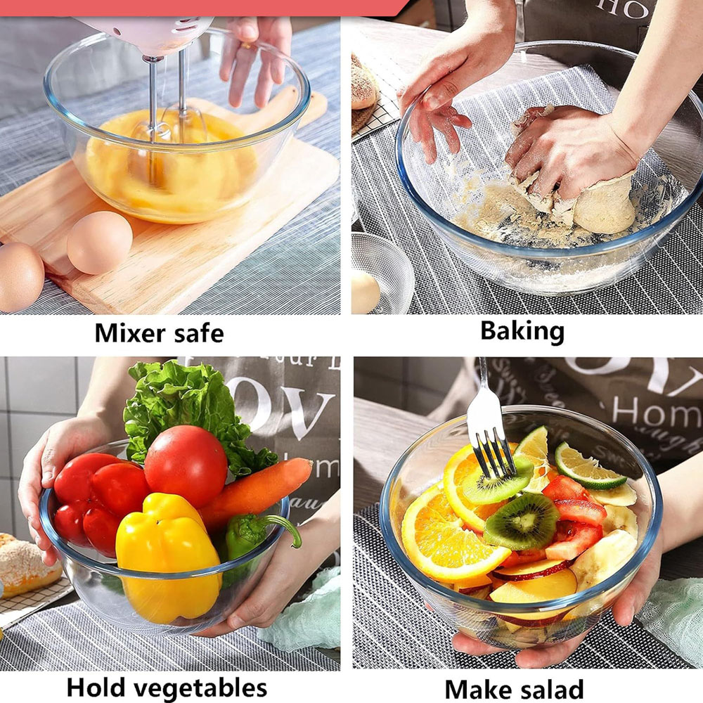 ATEK 5 Piece Stackable Glass Food Storage Bowl Set with Colour Lids Image 7