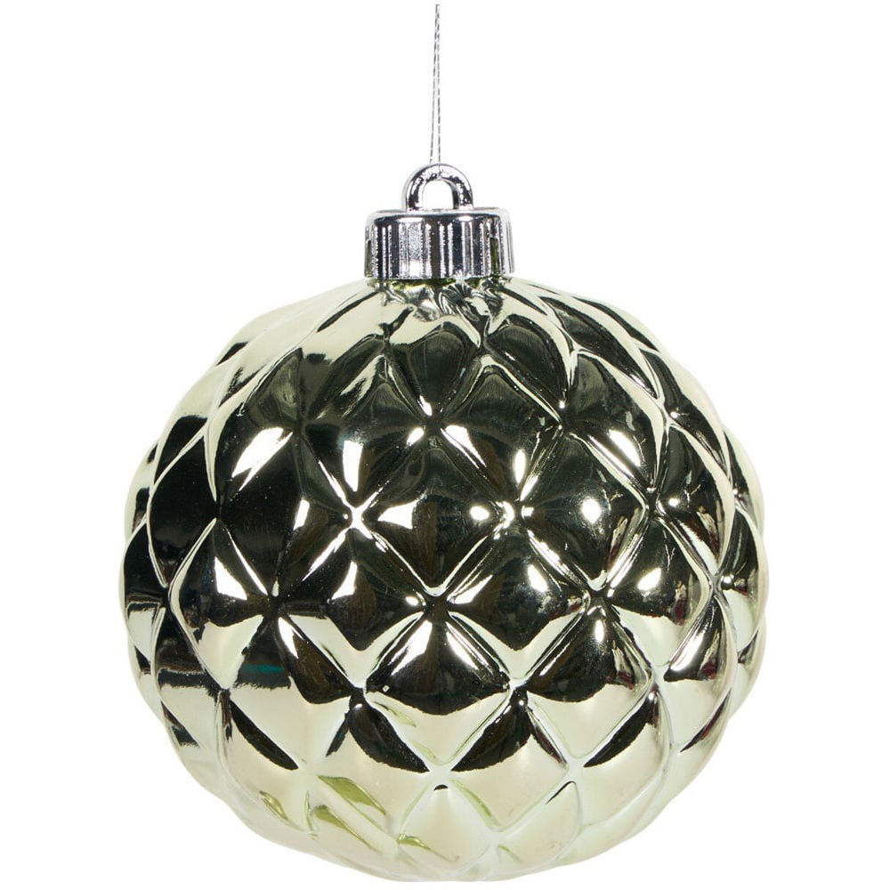 Set of 6 Mistletoe Cottage Baubles Green and Clear Image 2