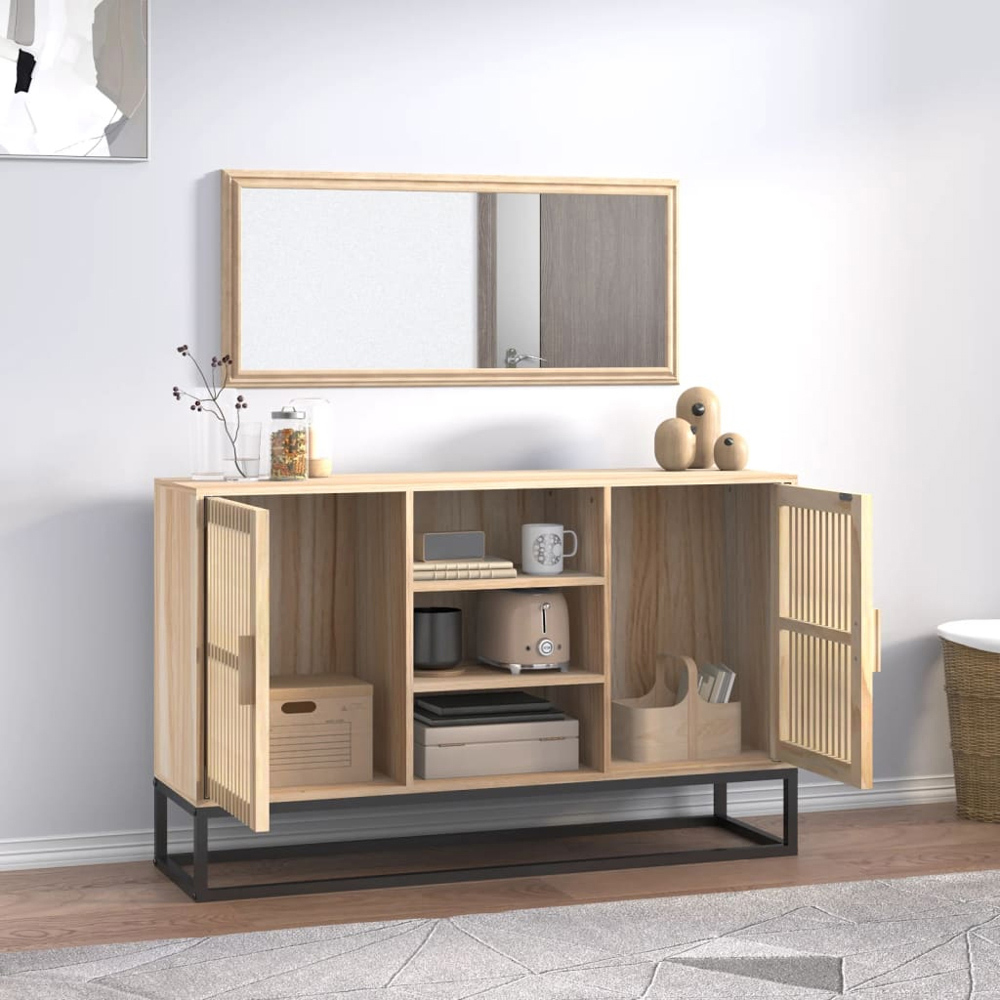 vidaXL 2 Door 3 Shelf Brown Sideboard Image 7