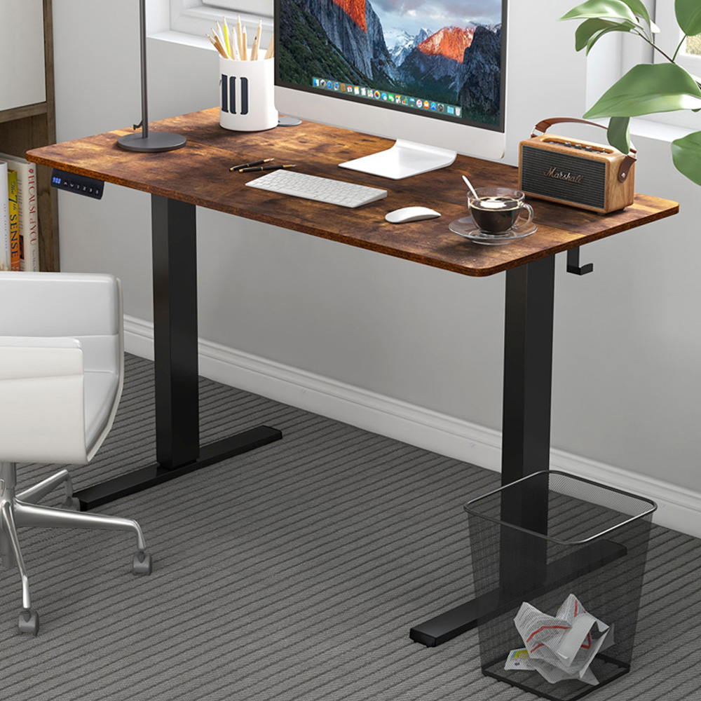 Costway Height Adjustable Standing Desk Brown Image 1
