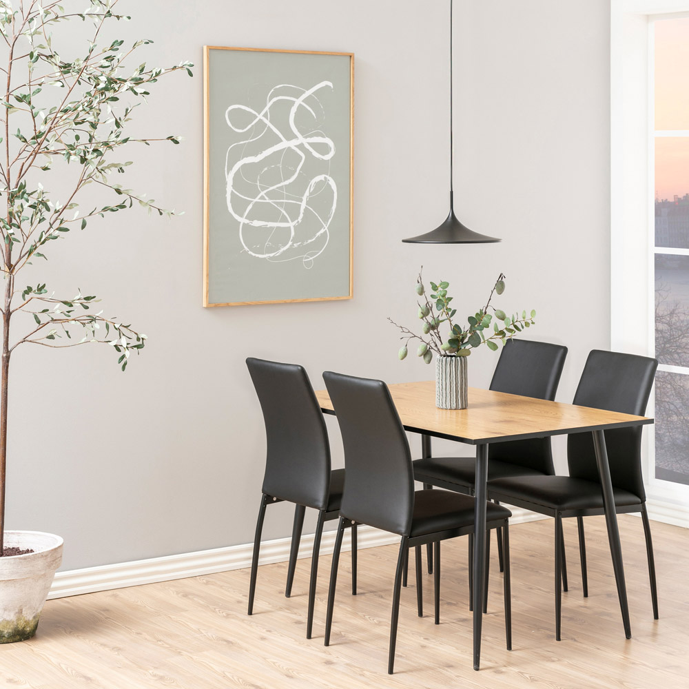Florence Wilma 4 Seater Dining Table Oak and Black Image 4