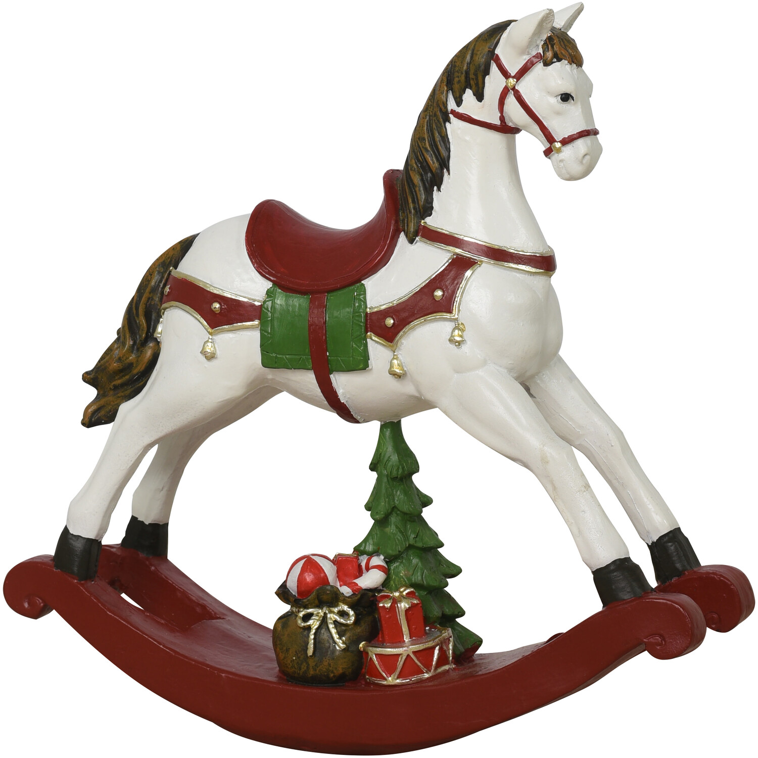 Traditional Christmas Rocking Horse Ornament - White Image