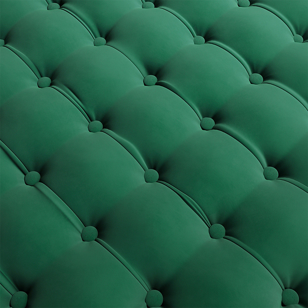 Living and Home Green Velvet Deep Buttoned Footstool Image 5