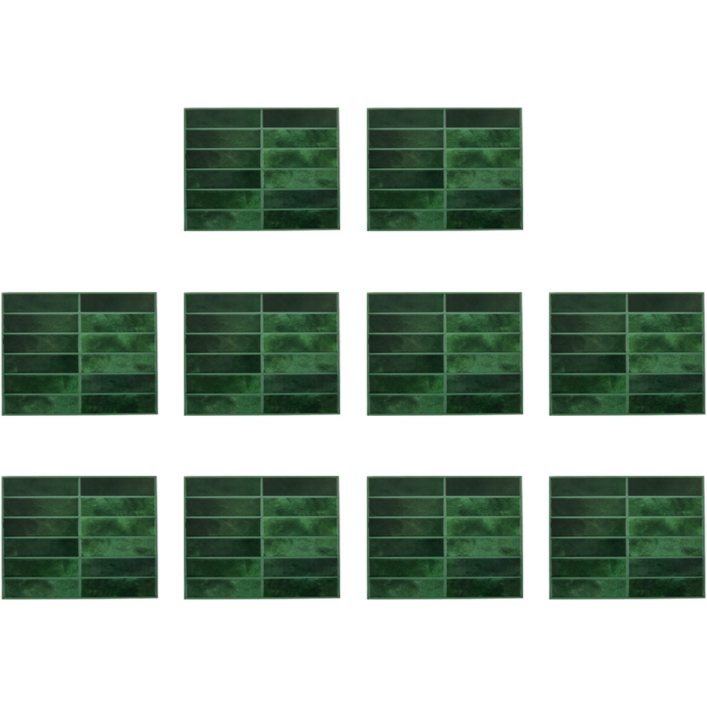 Living and Home Green Rectangle Self Adhesive Wall Sticker 10 Pack Image 2