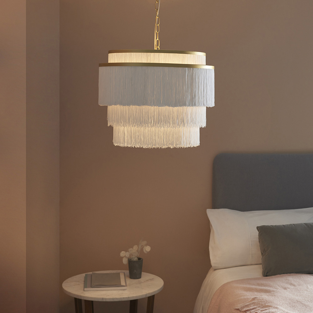 Merano Varese Matt Gold and White 3 Light Pendant Ceiling Light Image 2