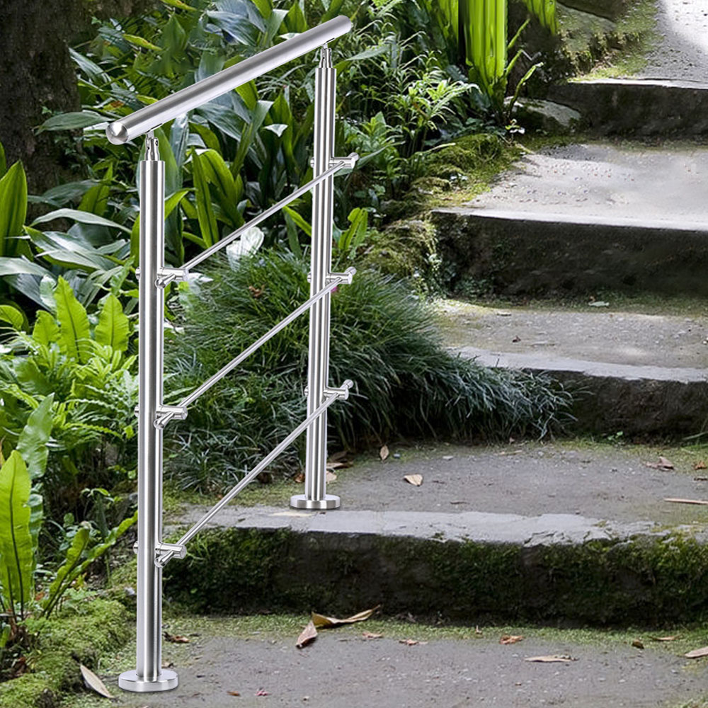 Living and Home Silver Floor Mount Steel Handrail 80 x 110cm Image 6