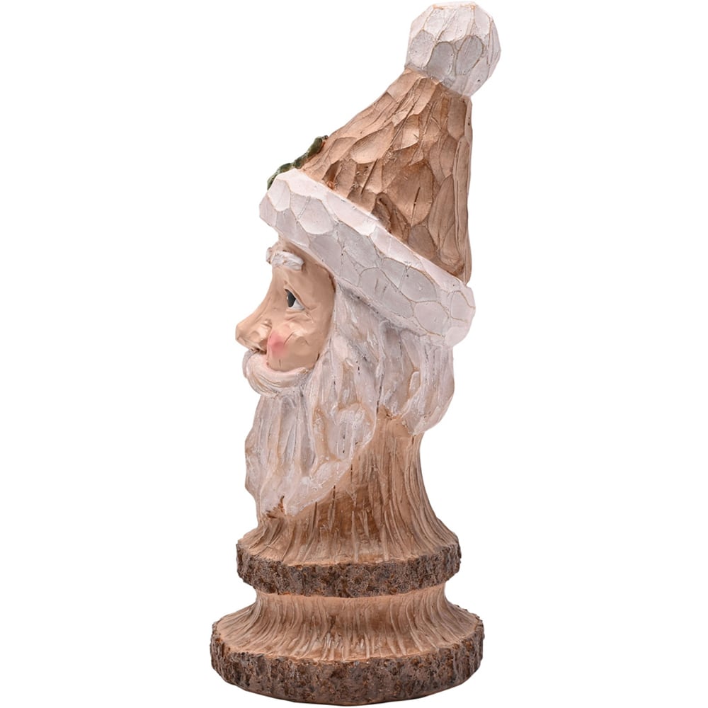 The Seasonal Gift Co. Carved Santa Claus Bust Wood Effect Christmas Decoration Image 2