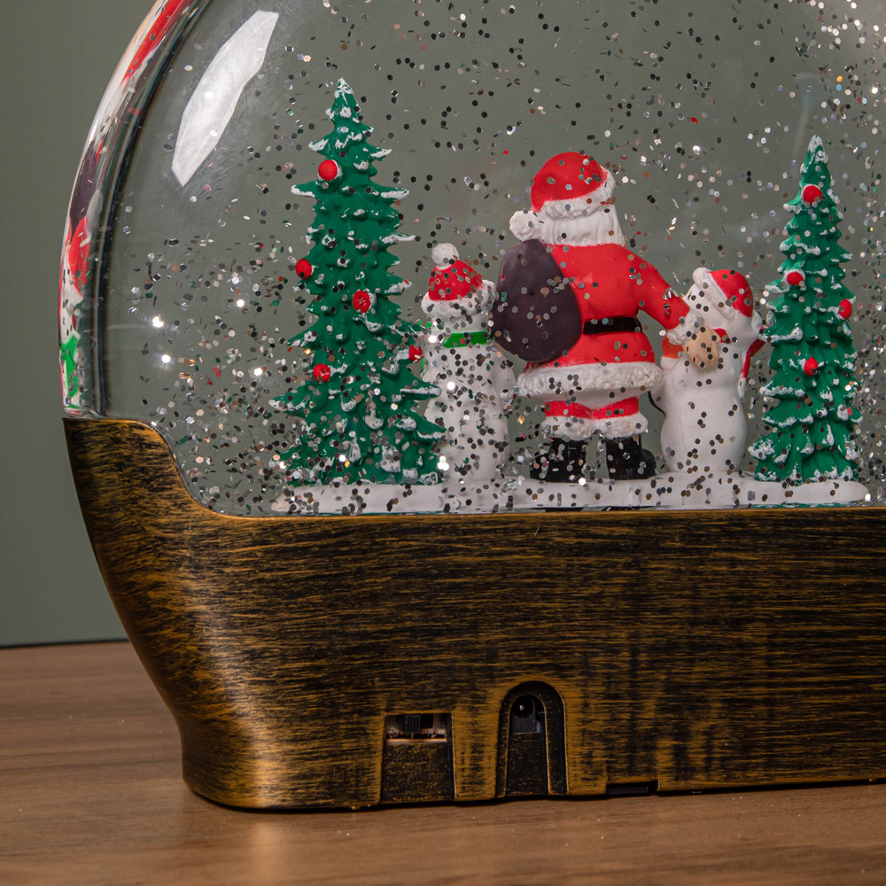 Samuel Alexander Santa and Snowman Light Up Christmas Water Spinner Dome 19cm Image 3