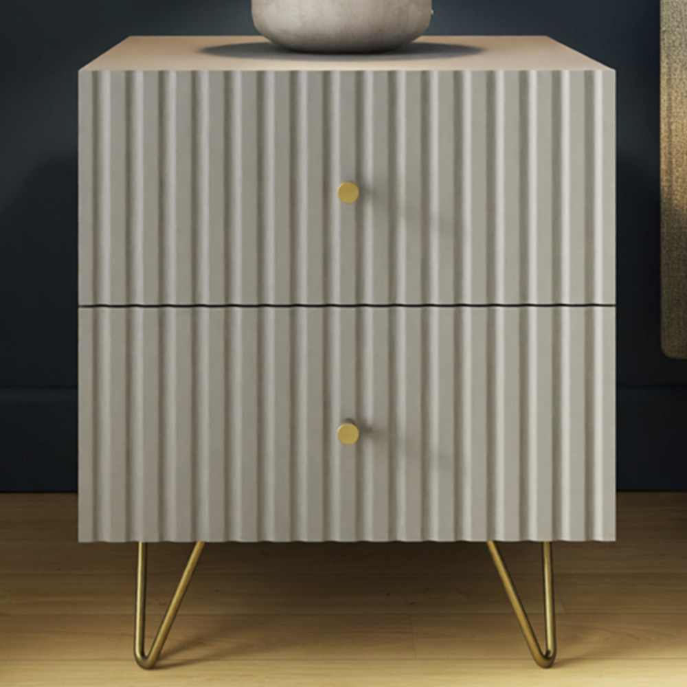 GFW Thalia 2 Drawer Grey Bedside Table Image 1