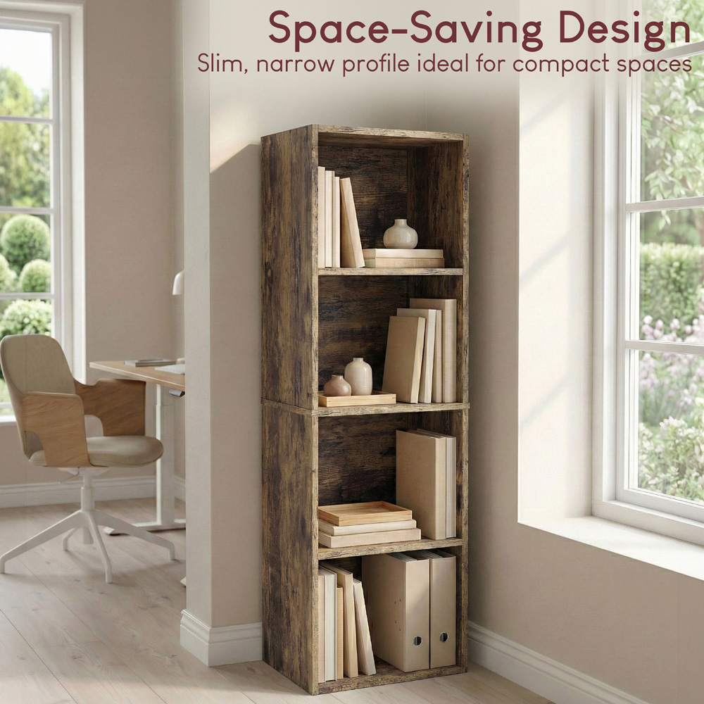 VIDA DESIGNS Oxford 4 Shelf Dark Wood Cube Bookcase Image 5