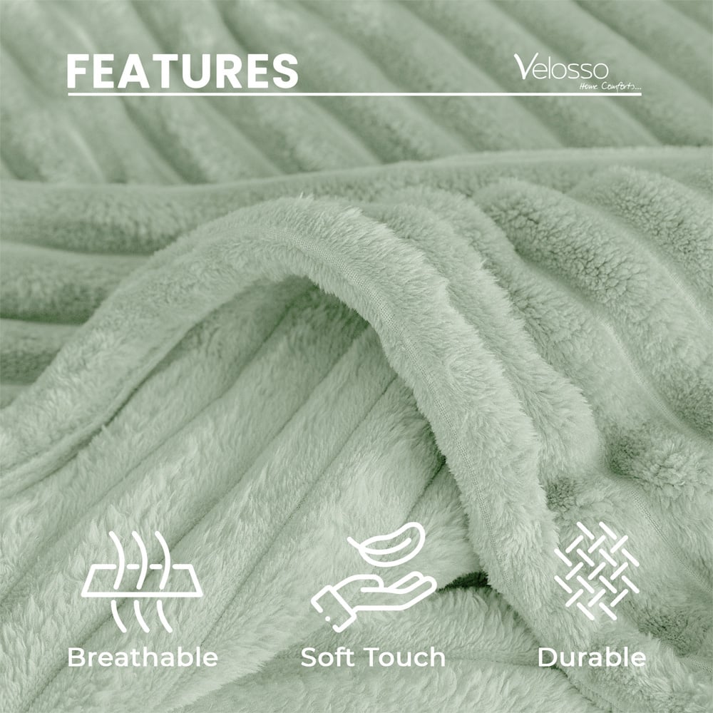 Velosso Bellissima Sage Plush Throw 200 x 240cm Image 5