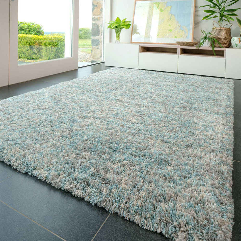Kukoon Kinsale Blue Multicolour Shaggy Mottled Rug 160 x 230cm Image 1