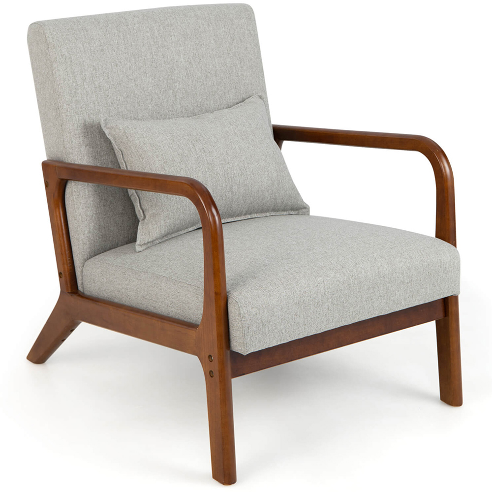 Costway Grey Accent Chair with Lumbar Pillow Image 2