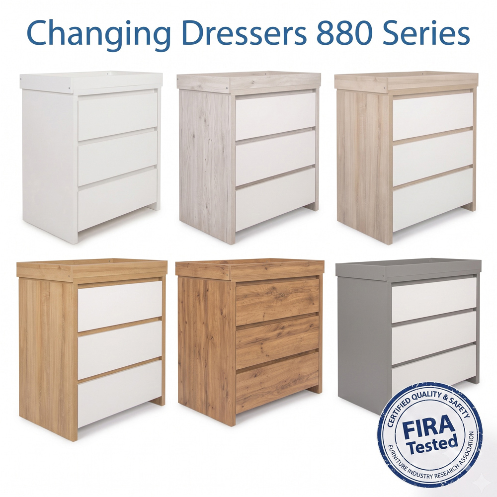 Shefa 880 3 Drawer Grey and White Kids Changing Unit Image 5