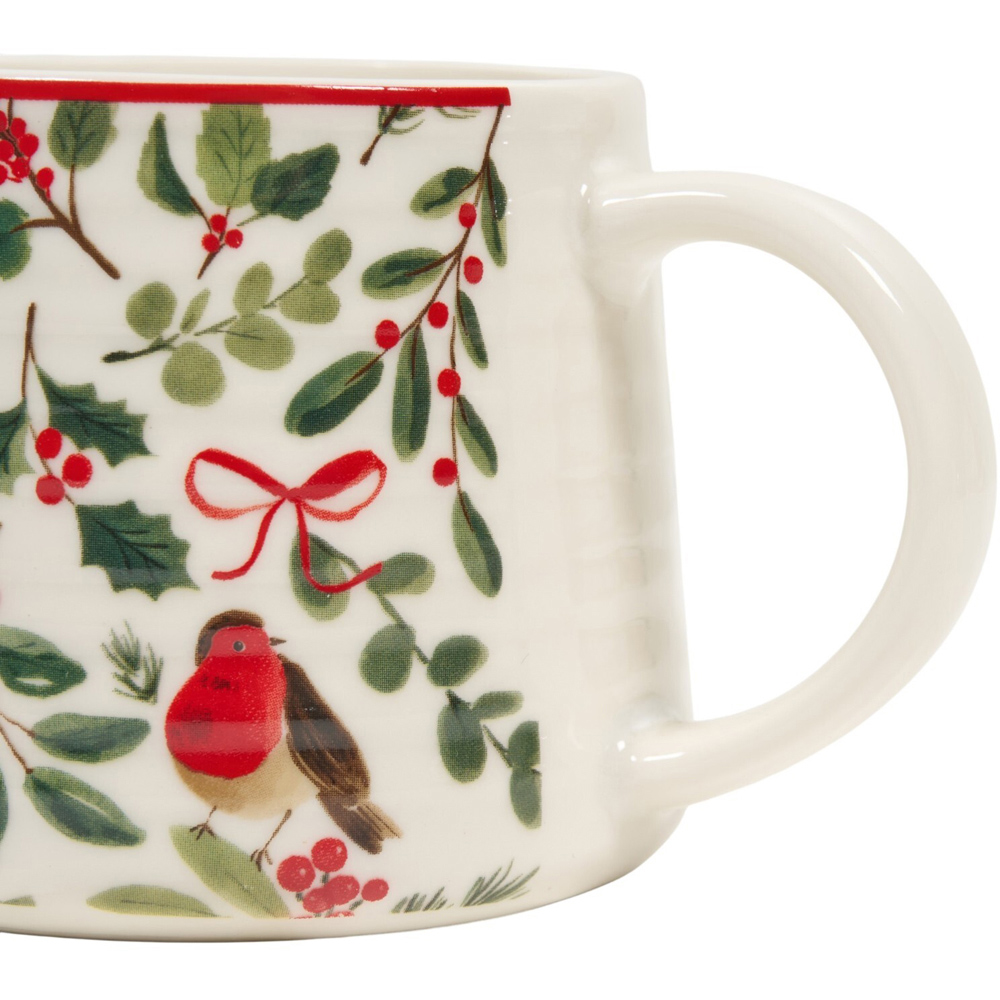 Festive Robin Ribbed Mug Image 6