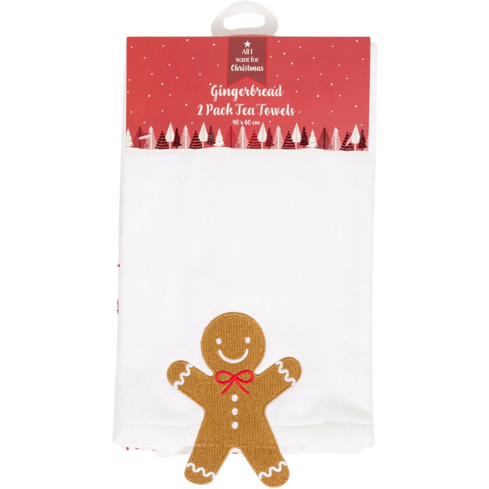 Pack of 2 Reindeer or Gingerbread Tea Towels Image 5