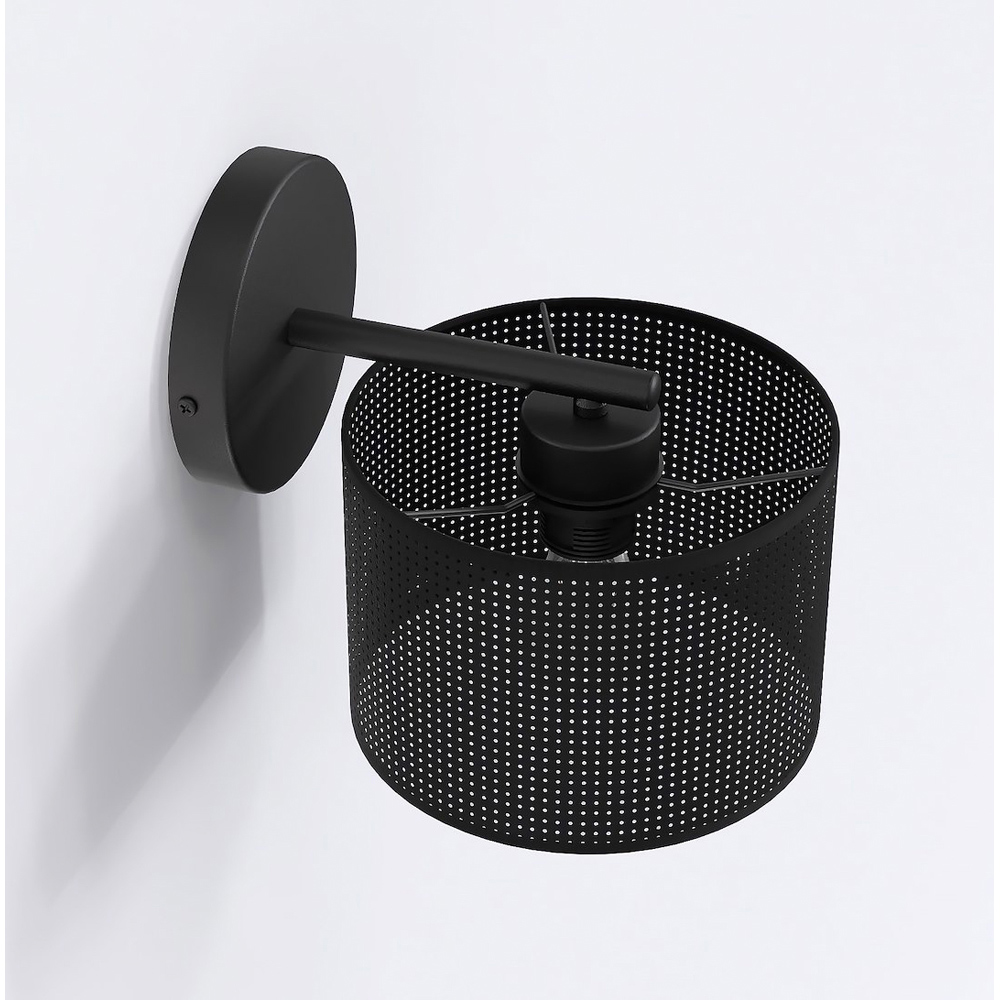 Emibig Lux Cylindrical Shade Black E27 Wall Light Image 3