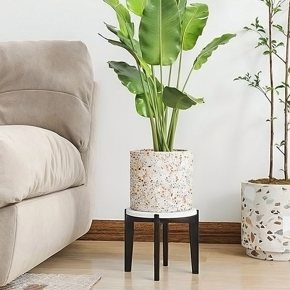 Living and Home Black and White Bamboo Raised Plant Stand 22cm Image 7