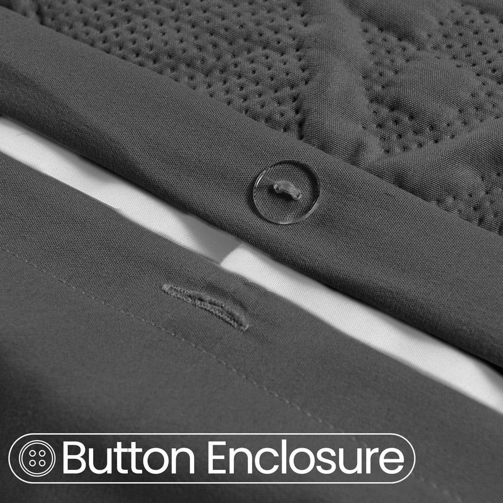 Velosso Double Charcoal Quilted Knit Duvet Set Image 3