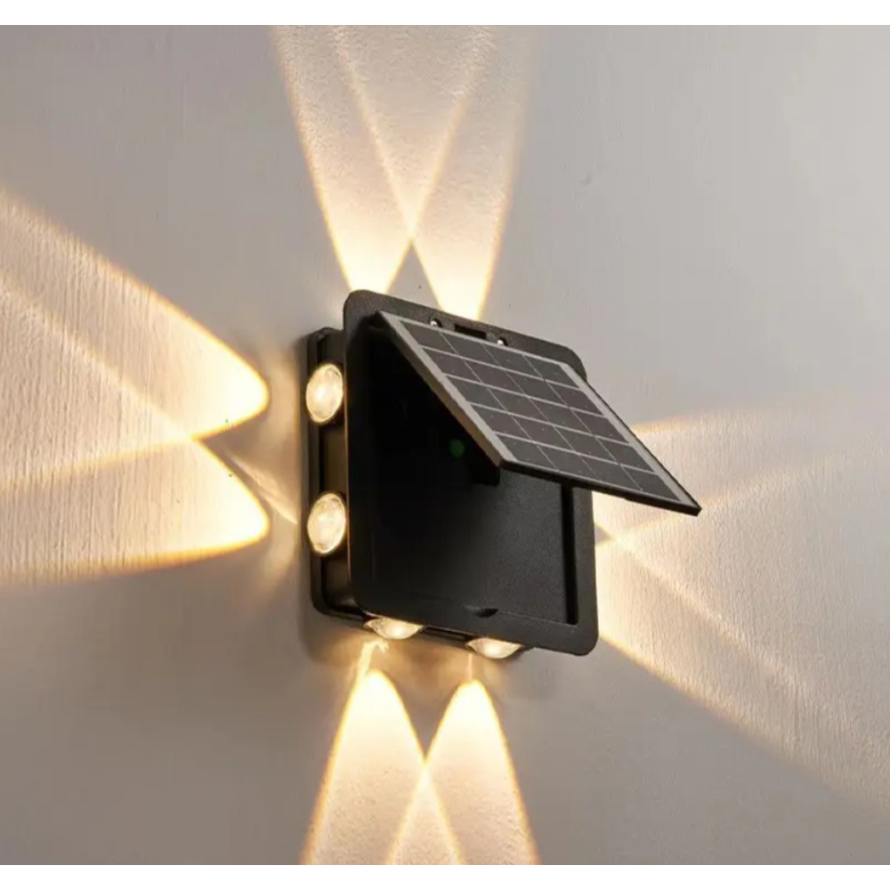 ExtraStar Warm White LED Modern 4 Way Solar Wall Light Image 2