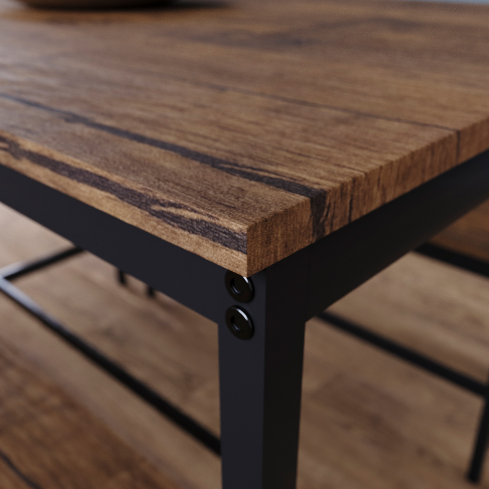 Vida Designs Roslyn 4 Seater Metal Frame Dining Bench Set Dark Wood Image 3