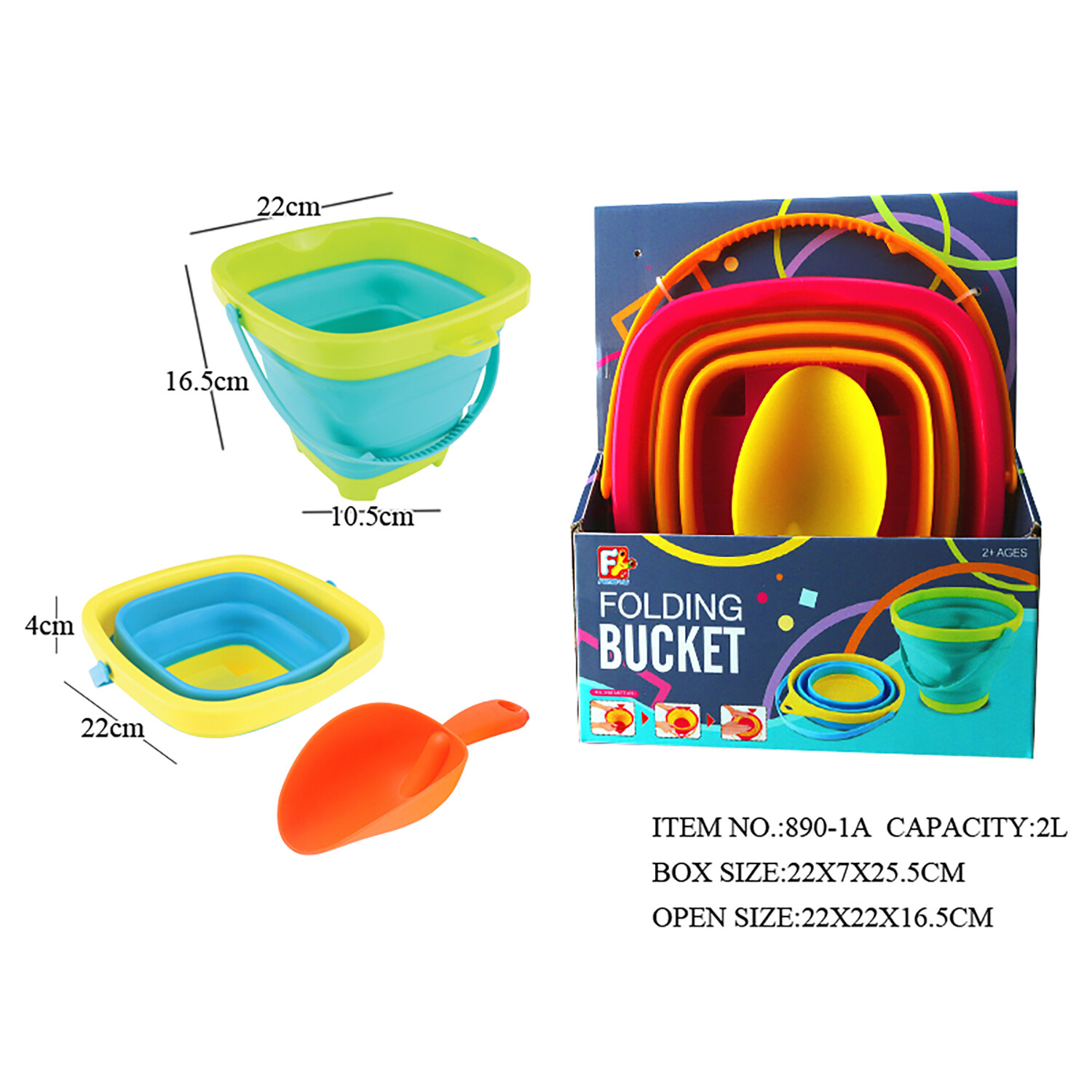 Single Beach Fun Folding Bucket and Scoop in Assorted styles Image 2