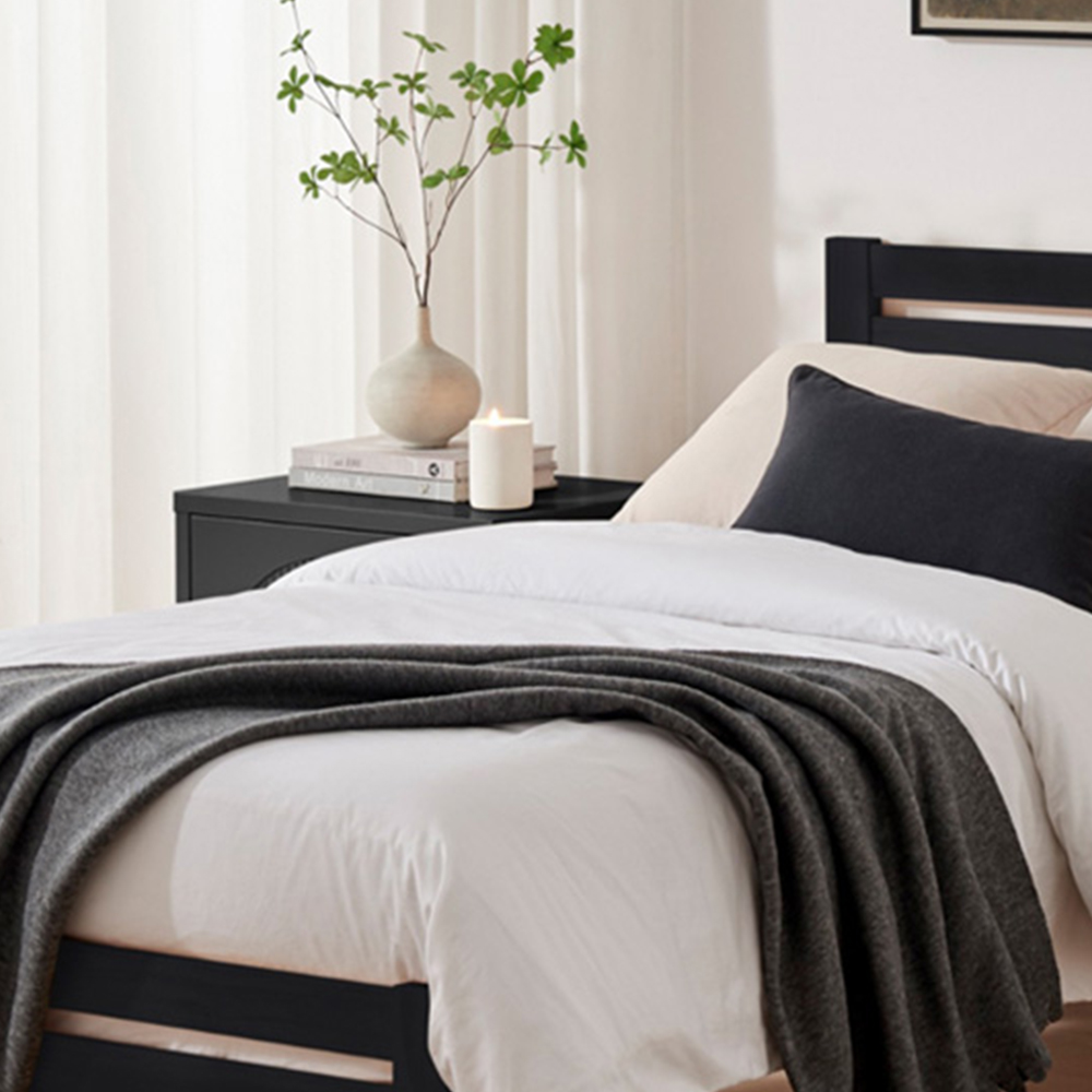 Furniturebox Cadhla Single Dark Grey Solid Pine Bed Frame Image 2