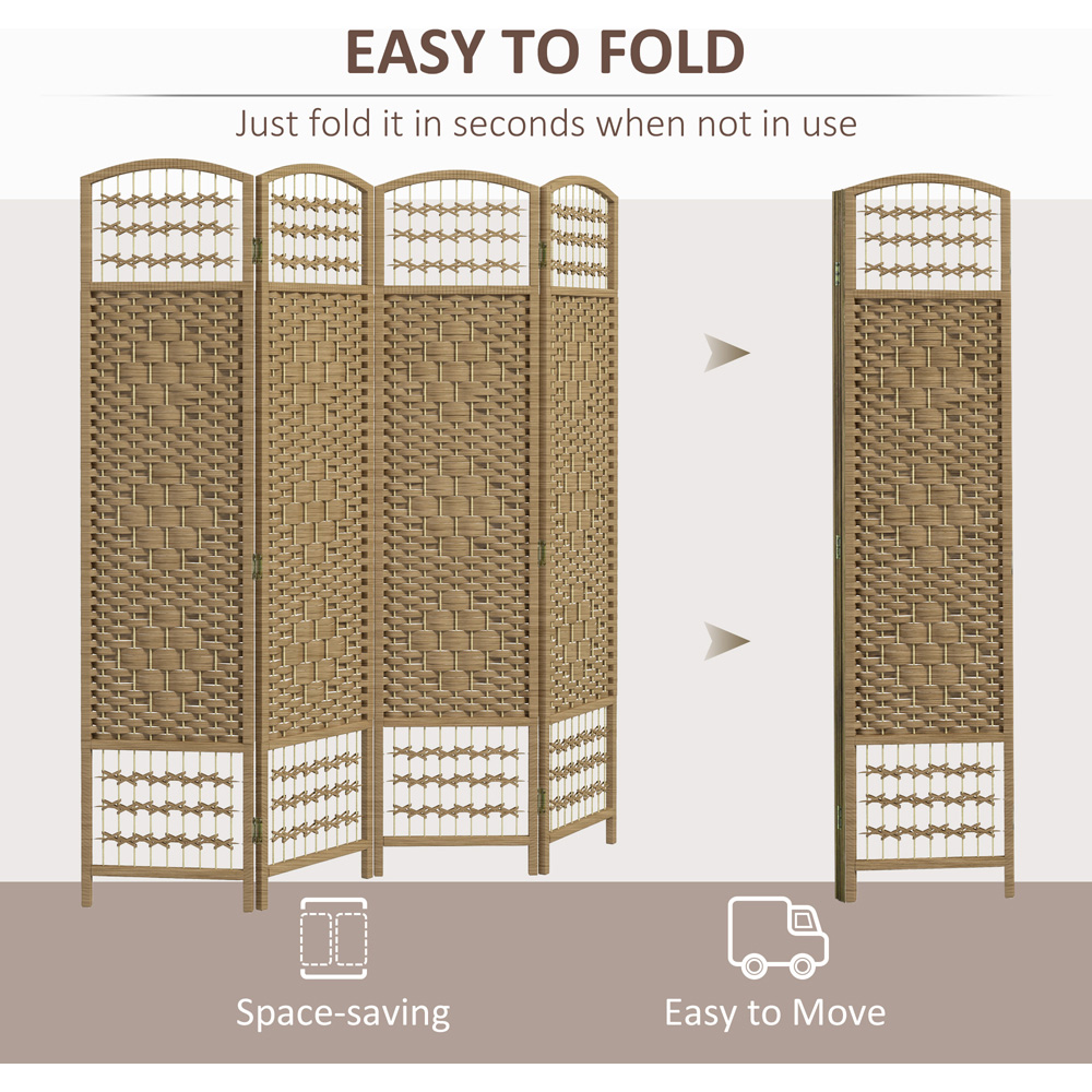 HOMCOM 4 Panel Natural Folding Freestanding Privacy Screen Image 3