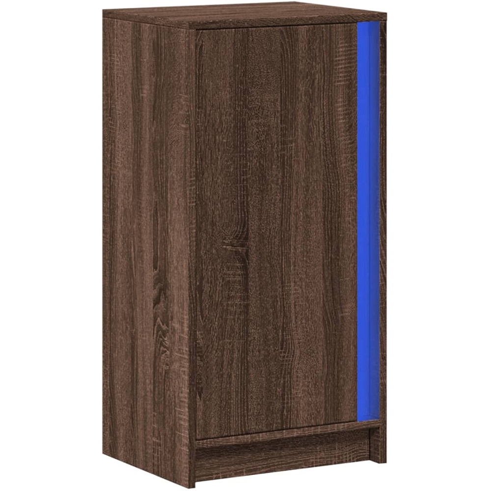vidaXL Single Door Brown Oak LED Sideboard Image 2
