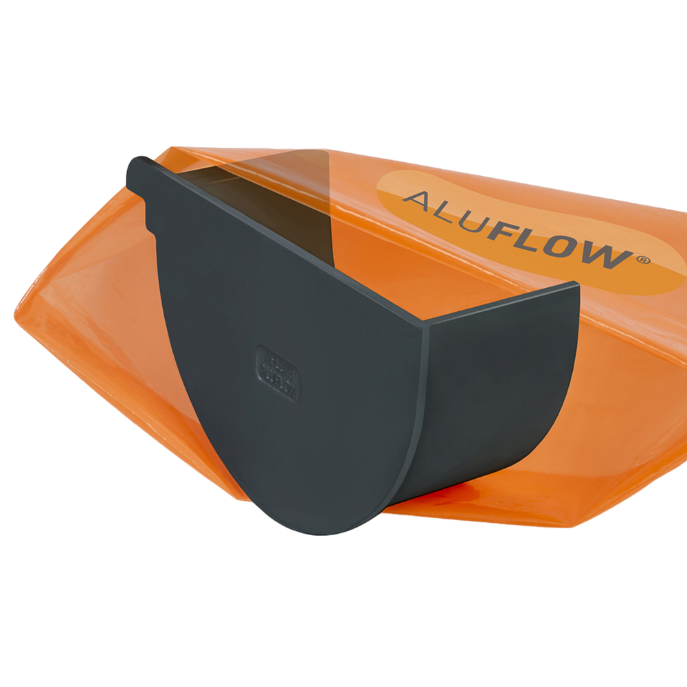 Aluflow Grey Gutter Deep Right Hand Stop End Image 1