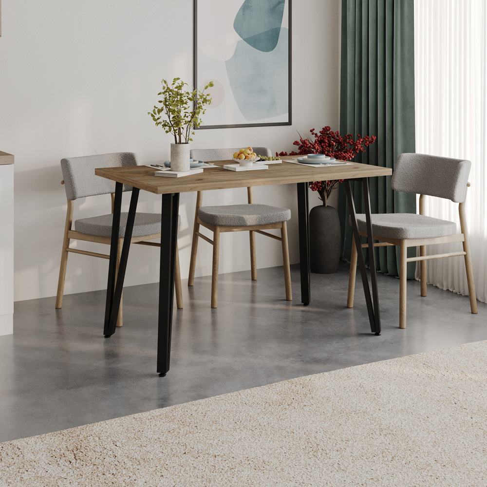 Decortie Xana 4 Seater Natural Oak Rectangular Modern Dining Table | Wilko