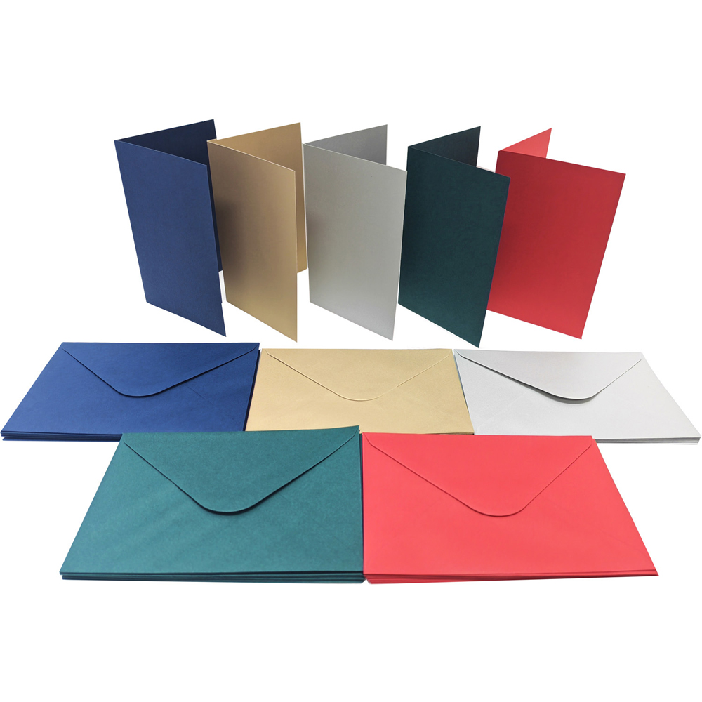 Pack of 100 Festive Coloured Cards and Envelopes Image 2