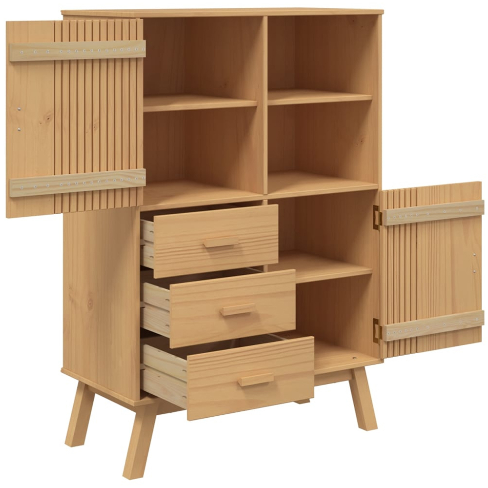 vidaXL 2 Door 3 Drawer 2 Shelf Solid Pine Wood Highboard Image 6
