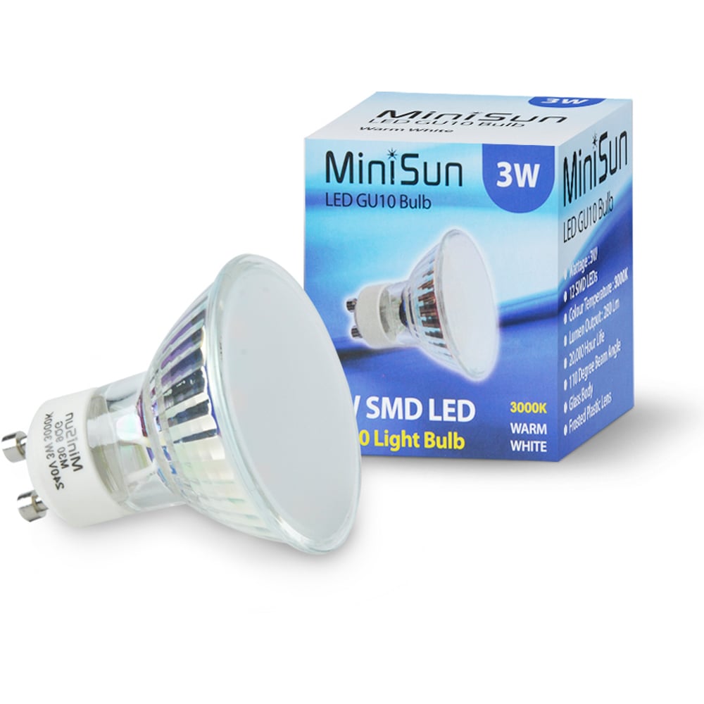 ValueLights 3W 3000K Warm White GU10 Spotlight LED Light Bulb 4 Pack Image 2